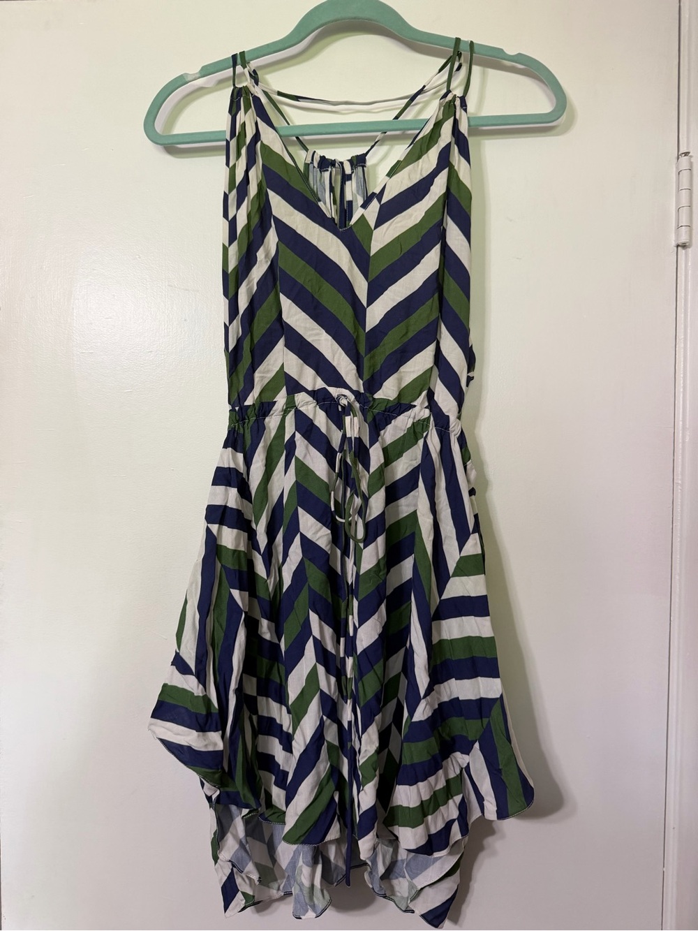 Striped Navy, Green & White Peekaboo Summer Dress